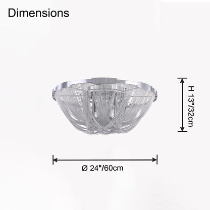 WOMO Bowl Fringe Flush Mount Ceiling Light-WM1137