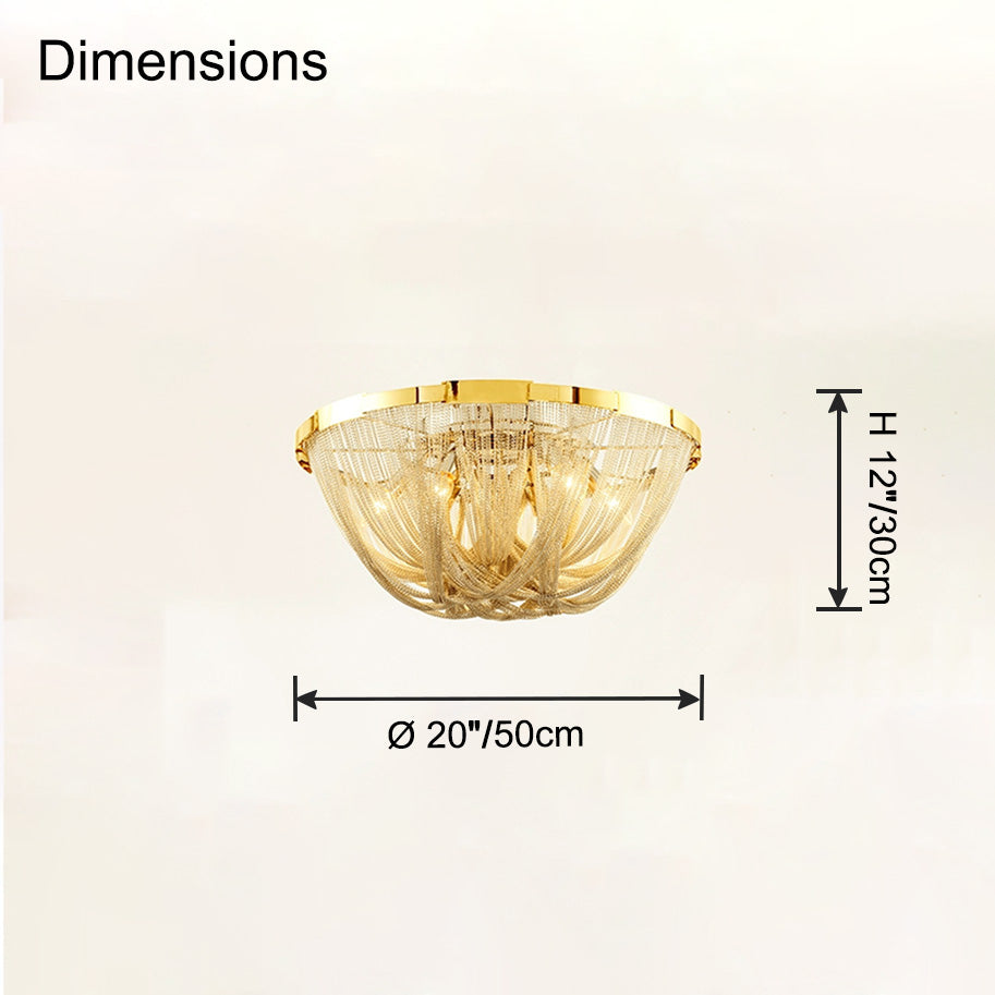 WOMO Bowl Fringe Flush Mount Ceiling Light-WM1137