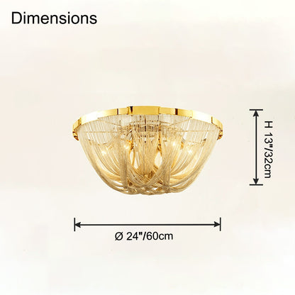 WOMO Bowl Fringe Flush Mount Ceiling Light-WM1137