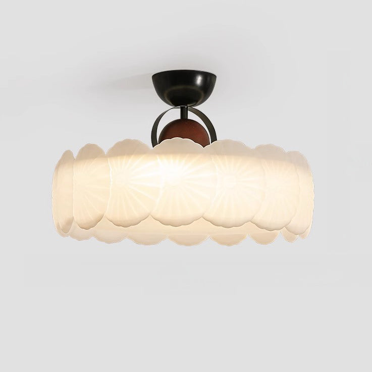 WOMO Textured Round Semi Flush Ceiling Light-WM1161