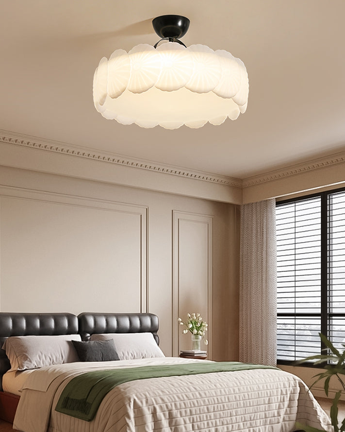 WOMO Textured Round Semi Flush Ceiling Light-WM1161