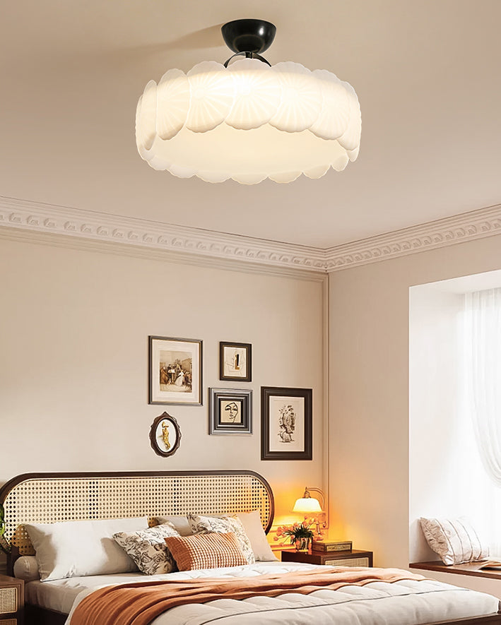 WOMO Textured Round Semi Flush Ceiling Light-WM1161