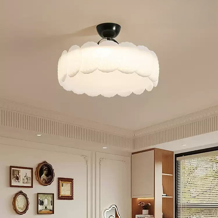 WOMO Textured Round Semi Flush Ceiling Light-WM1161