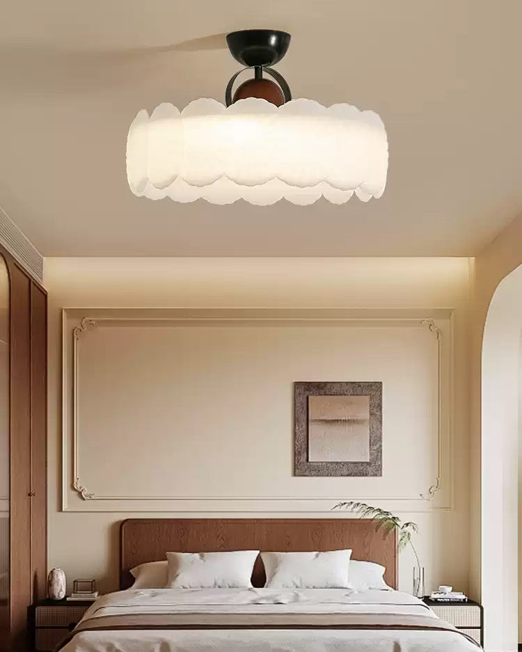 WOMO Textured Round Semi Flush Ceiling Light-WM1161