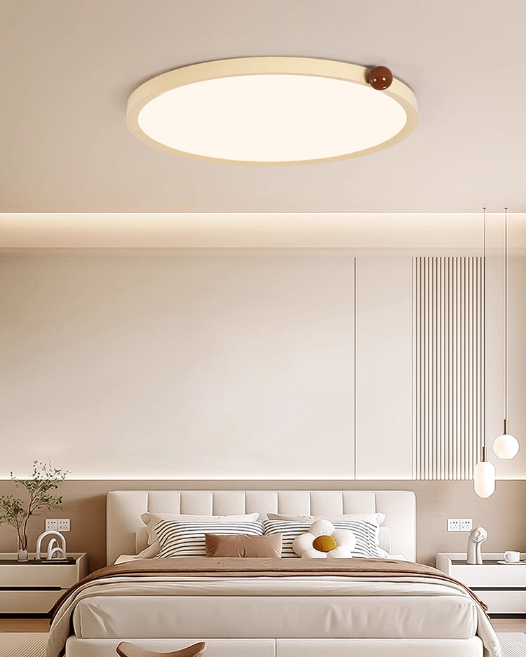 WOMO Beige Flat Round Flush Mount Ceiling Light-WM1162