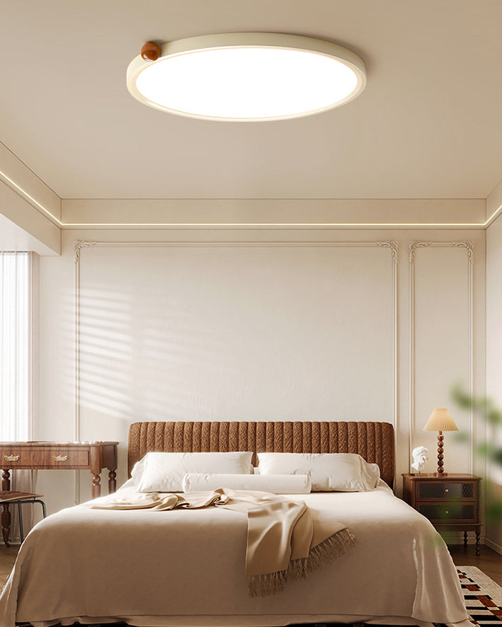 WOMO Beige Flat Round Flush Mount Ceiling Light-WM1162