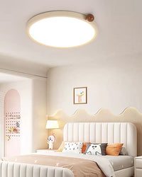 WOMO Beige Flat Round Flush Mount Ceiling Light-WM1162