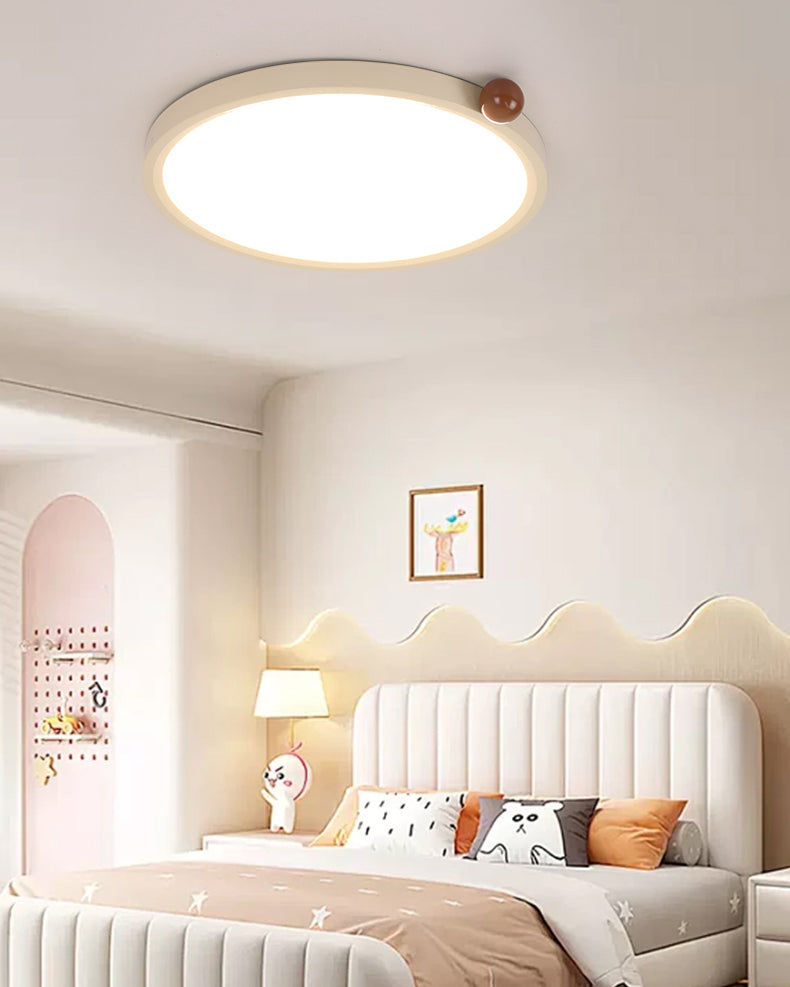 WOMO Beige Flat Round Flush Mount Ceiling Light-WM1162