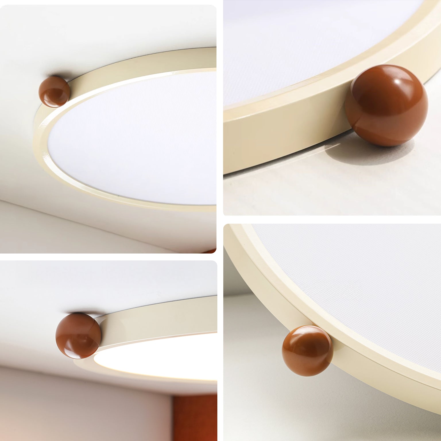 WOMO Beige Flat Round Flush Mount Ceiling Light-WM1162