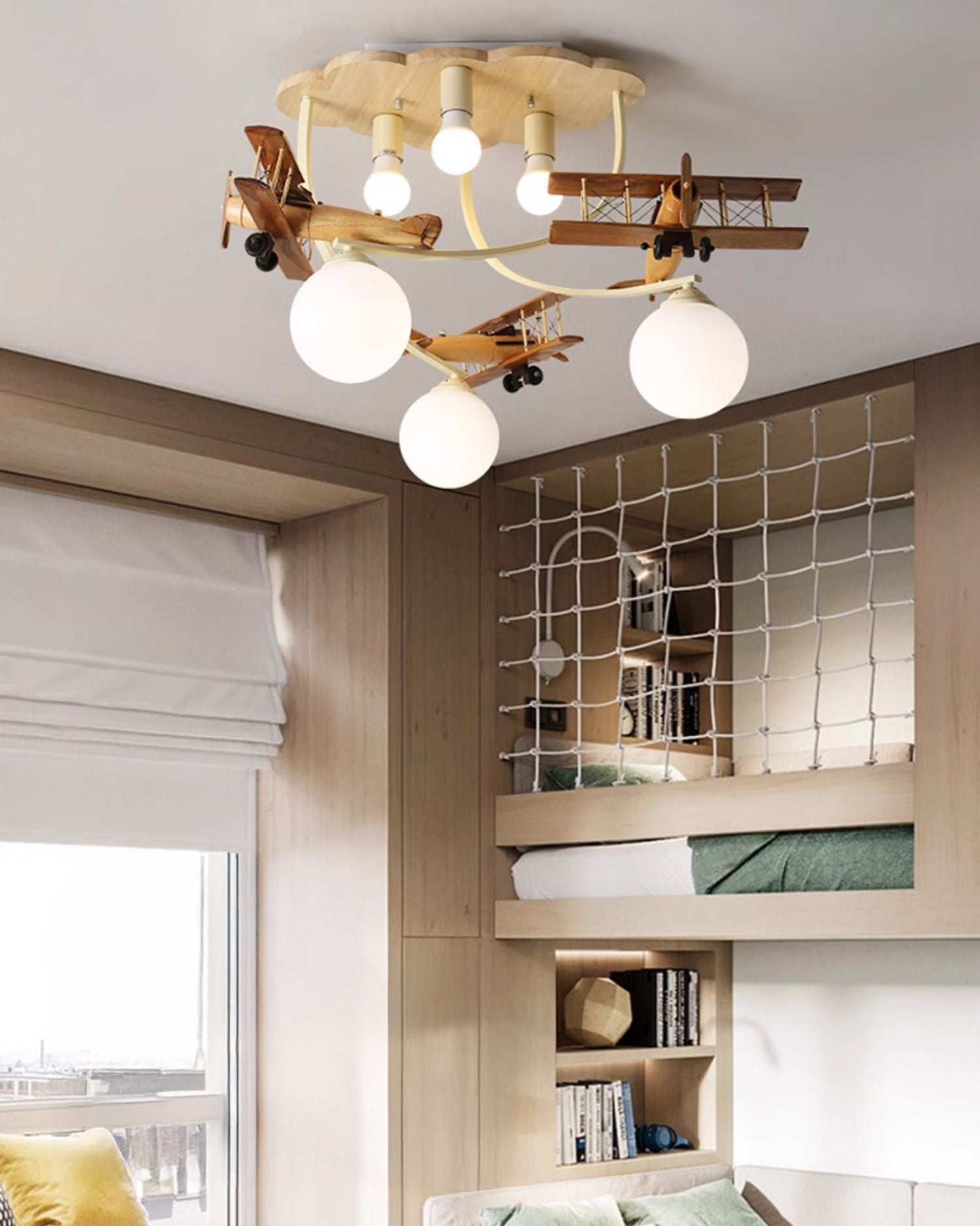WOMO Wood Airplane Children Ceiling Light-WM1171