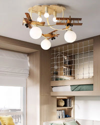 WOMO Wood Airplane Children Ceiling Light-WM1171