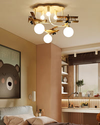 WOMO Wood Airplane Children Ceiling Light-WM1171