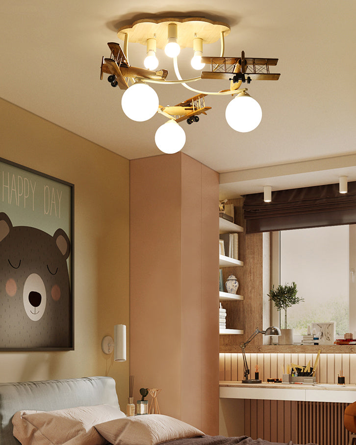WOMO Wood Airplane Children Ceiling Light-WM1171