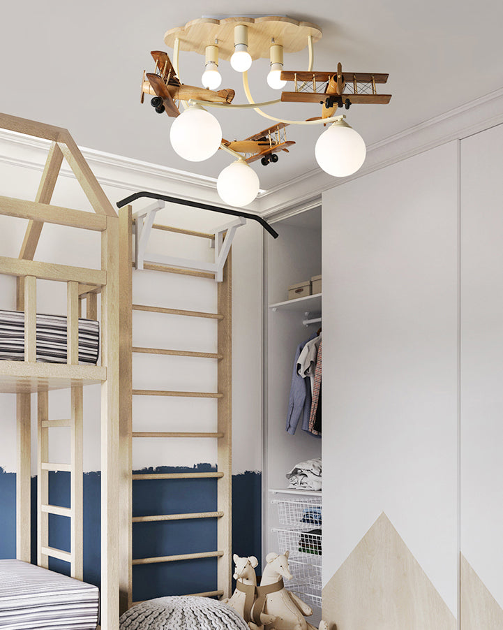 WOMO Wood Airplane Children Ceiling Light-WM1171