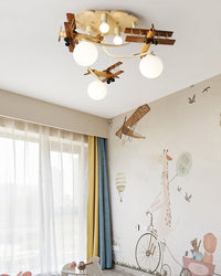 WOMO Wood Airplane Children Ceiling Light-WM1171