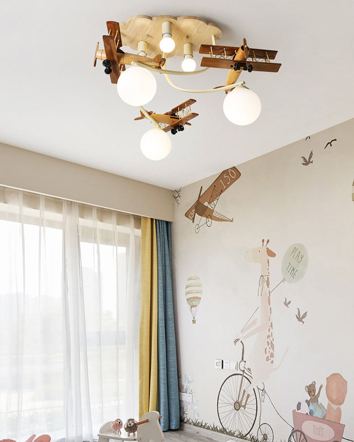 WOMO Wood Airplane Children Ceiling Light-WM1171