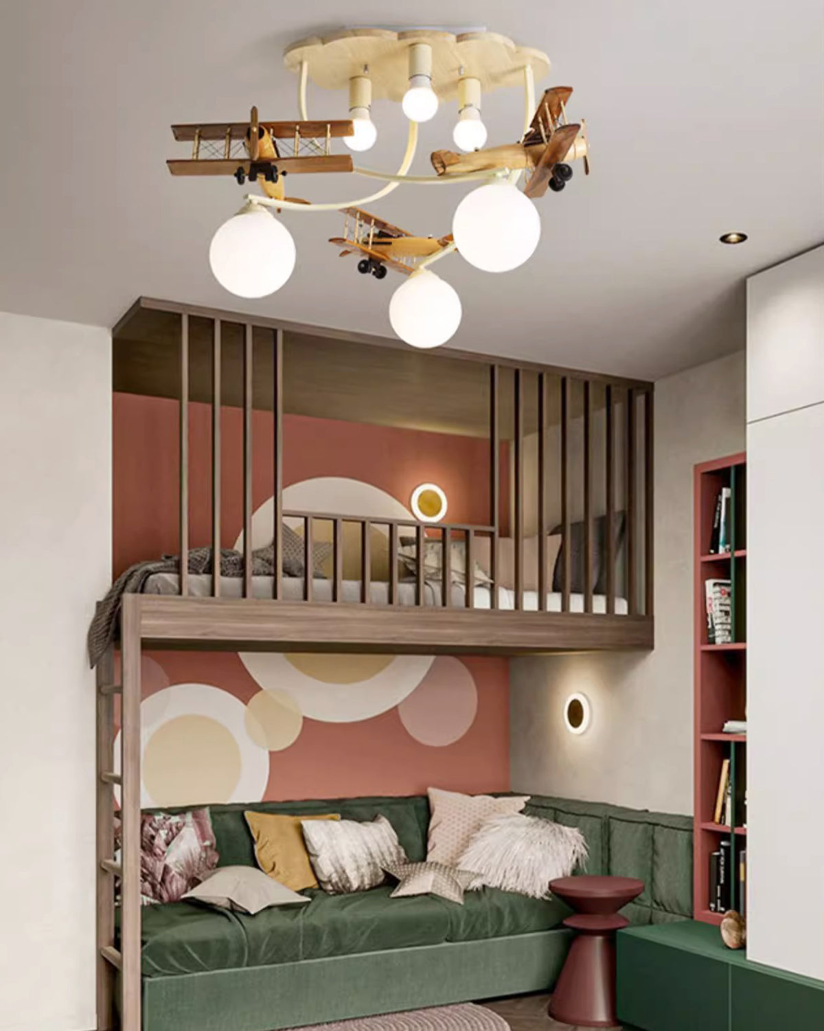 WOMO Wood Airplane Children Ceiling Light-WM1171