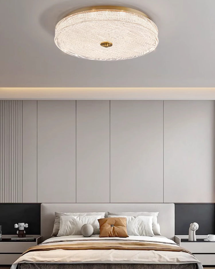 WOMO Textured Glass Round Flush Mount Ceiling Light-WM1177