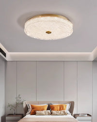 WOMO Textured Glass Round Flush Mount Ceiling Light-WM1177
