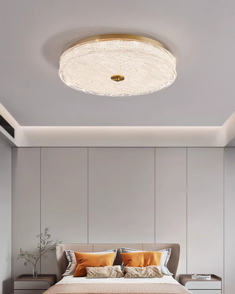 WOMO Textured Glass Round Flush Mount Ceiling Light-WM1177
