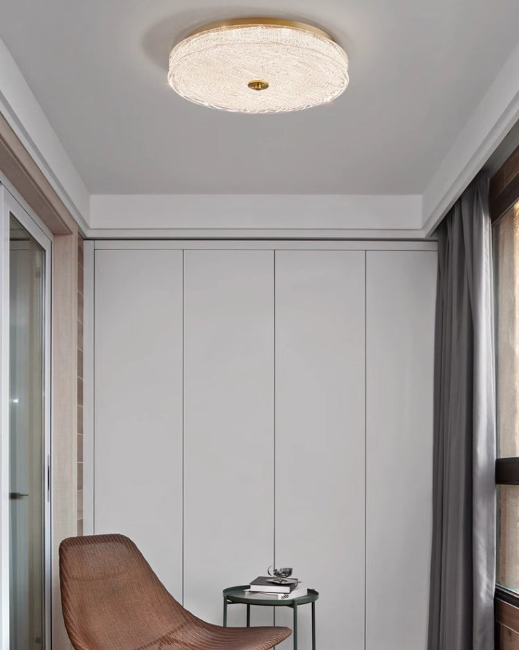 WOMO Textured Glass Round Flush Mount Ceiling Light-WM1177