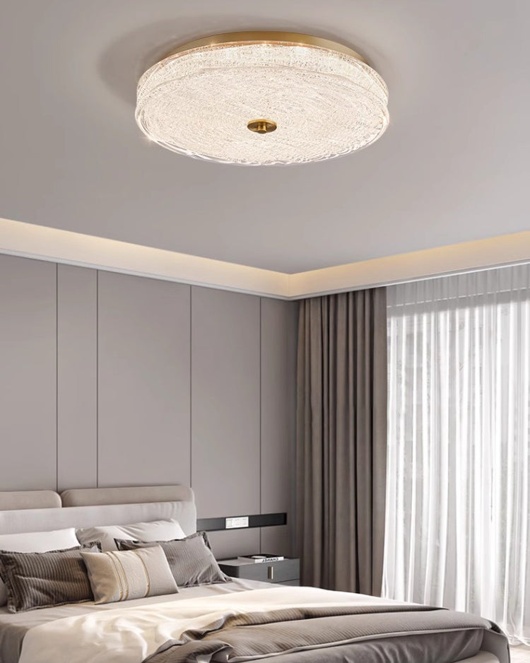 WOMO Textured Glass Round Flush Mount Ceiling Light-WM1177