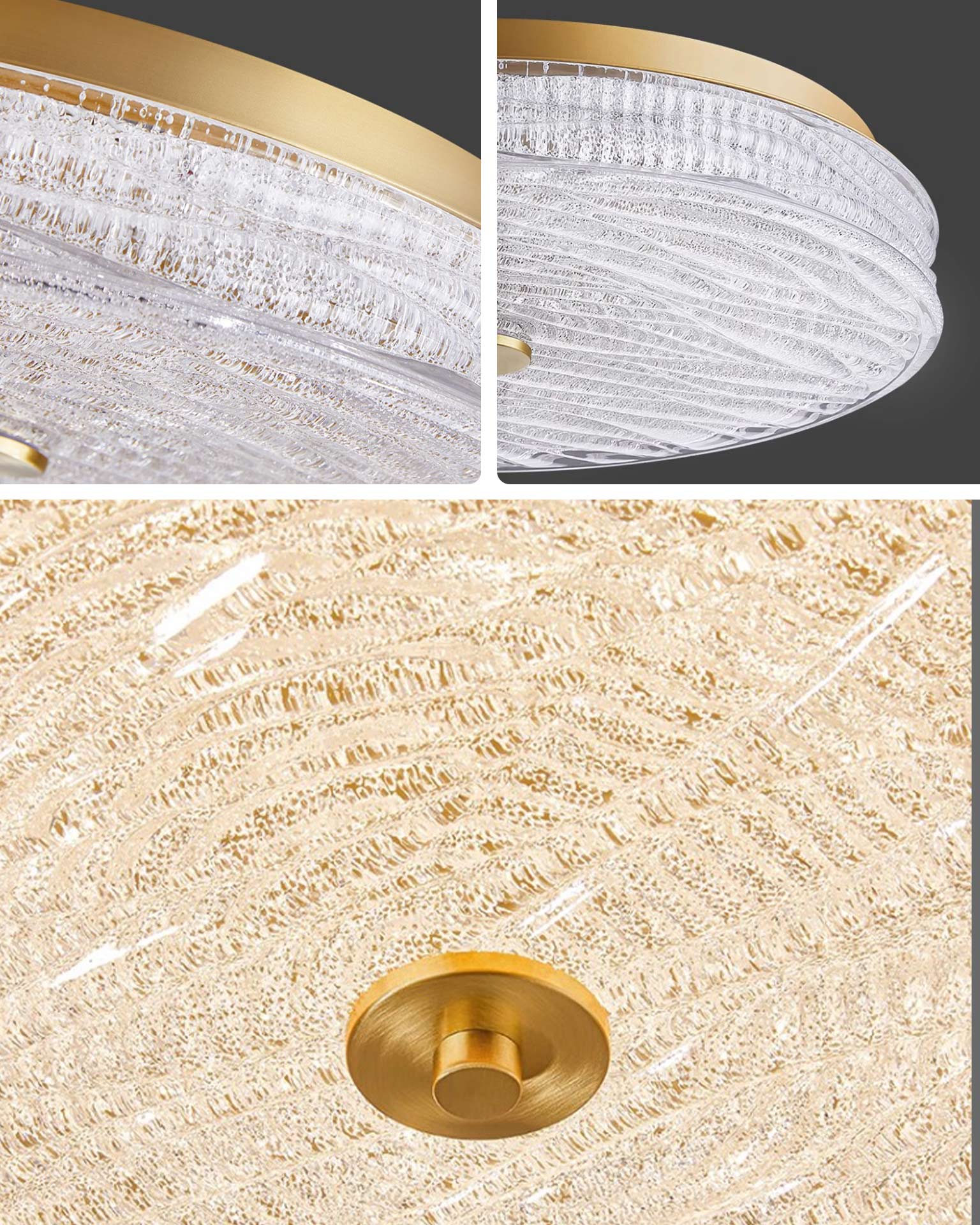 WOMO Textured Glass Round Flush Mount Ceiling Light-WM1177
