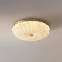 WOMO Textured Glass Scalloped Flush Mount Ceiling Light-WM1178