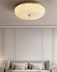 WOMO Textured Glass Scalloped Flush Mount Ceiling Light-WM1178