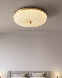 WOMO Textured Glass Scalloped Flush Mount Ceiling Light-WM1178