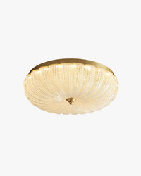 WOMO Textured Glass Scalloped Flush Mount Ceiling Light-WM1178
