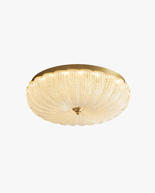 WOMO Textured Glass Scalloped Flush Mount Ceiling Light-WM1178