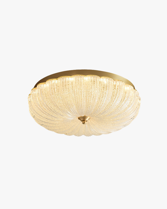 WOMO Textured Glass Scalloped Flush Mount Ceiling Light-WM1178