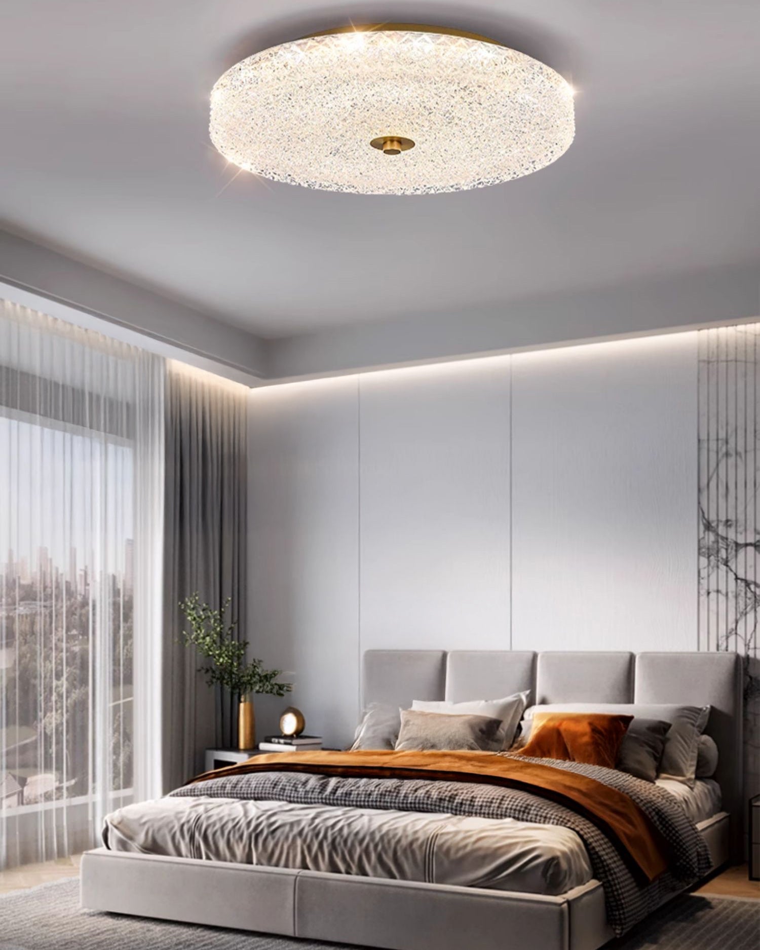 WOMO Textured Glass Round Ceiling Light-WM1179