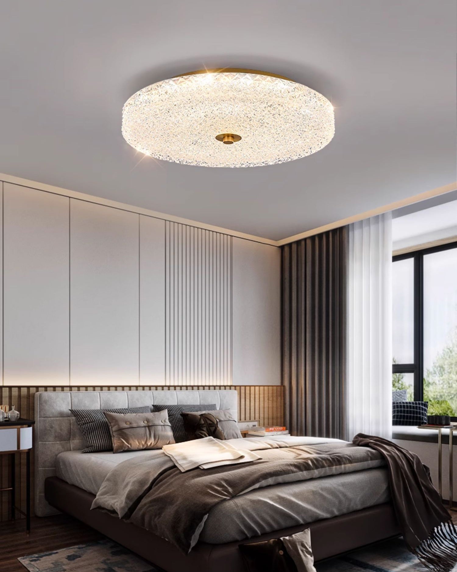 WOMO Textured Glass Round Ceiling Light-WM1179