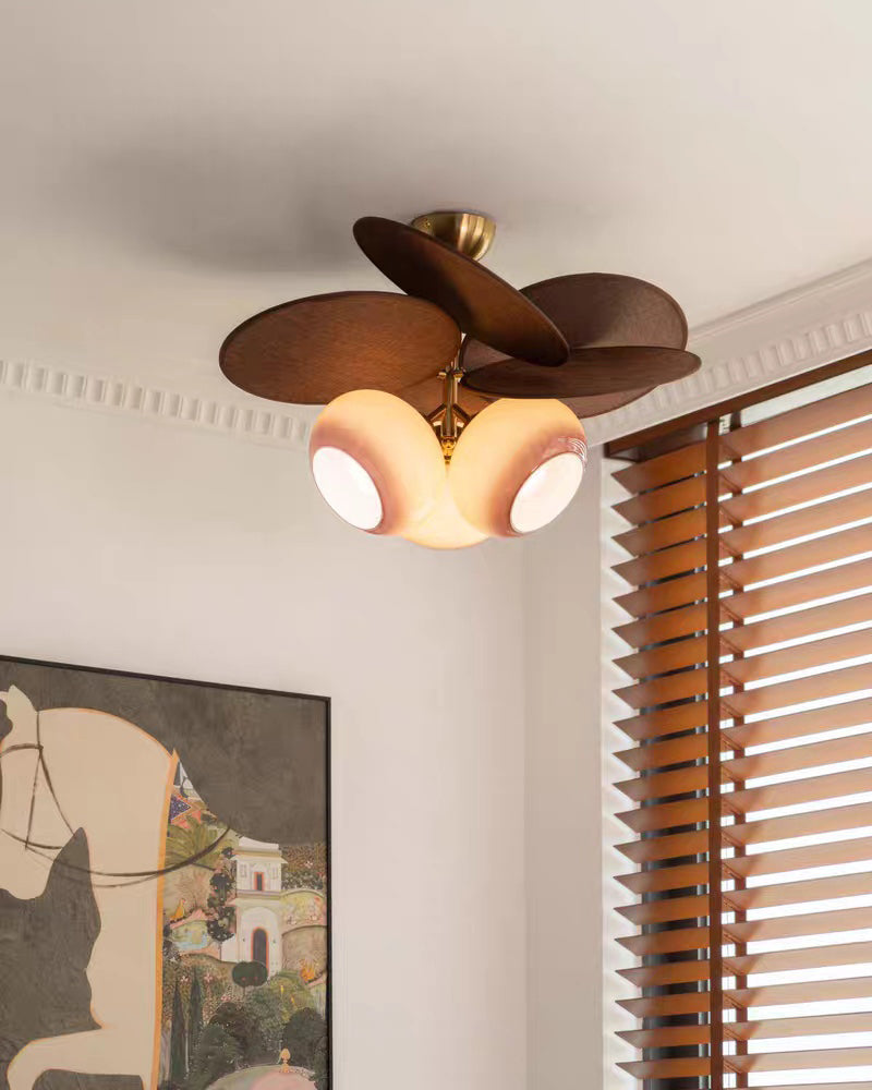 WOMO 3 Light Glass Shaded Leaf Ceiling Light-WM1186