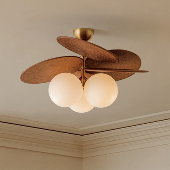 WOMO 3 Light Glass Shaded Leaf Ceiling Light-WM1186