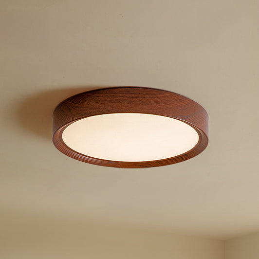 WOMO White/Walnut Round Ceiling Light-WM1192