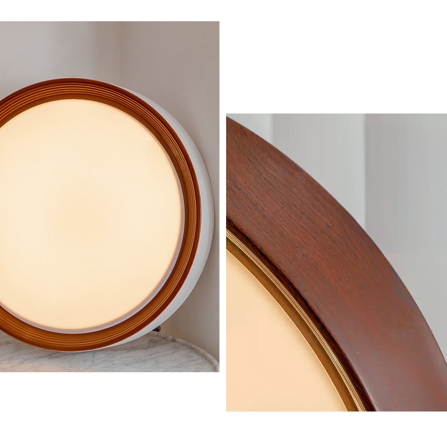 WOMO White/Walnut Round Ceiling Light-WM1192