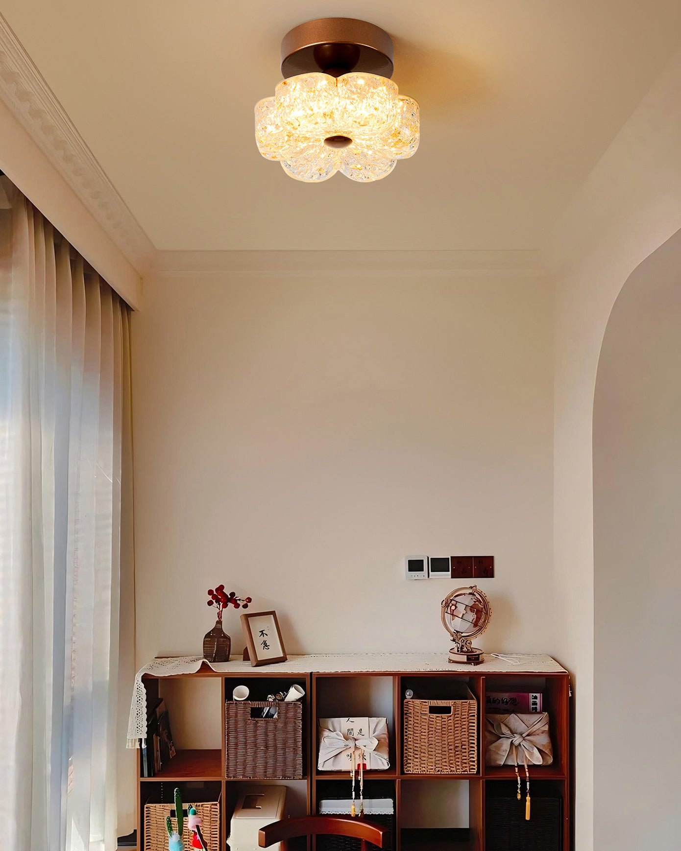WOMO Flower Hallway Semi Flush Mount Ceiling Light-WM1196