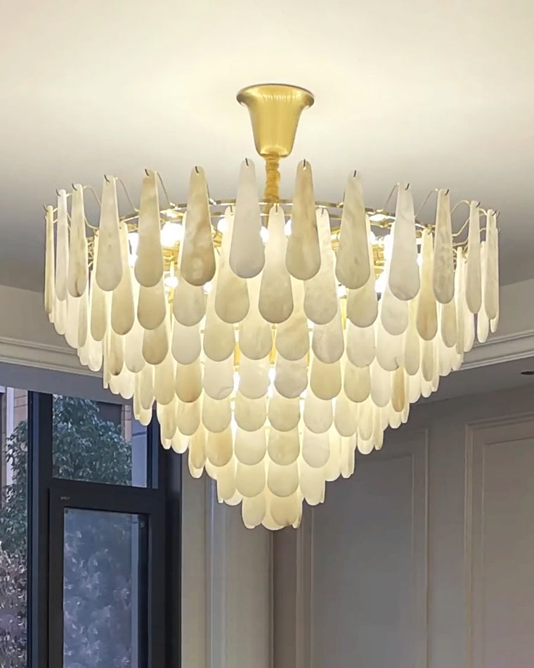 WOMO Tiered Raindrop Alabaster Chandelier-WM2395