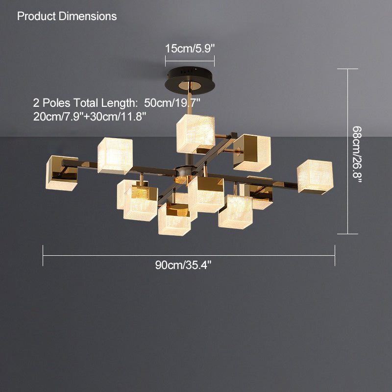 WOMO Prismatic Cube Gold Chandelier-WM2211