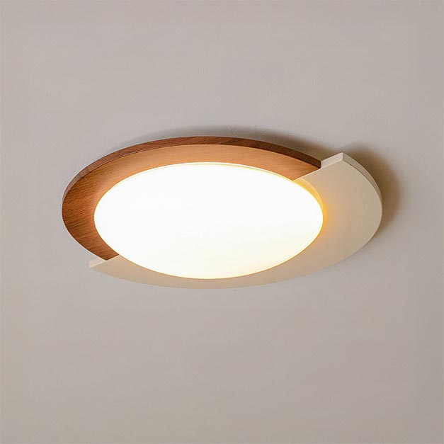 WOMO Walnut/White Round Ceiling Light-WM1204