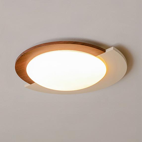 WOMO Walnut/White Round Ceiling Light-WM1204