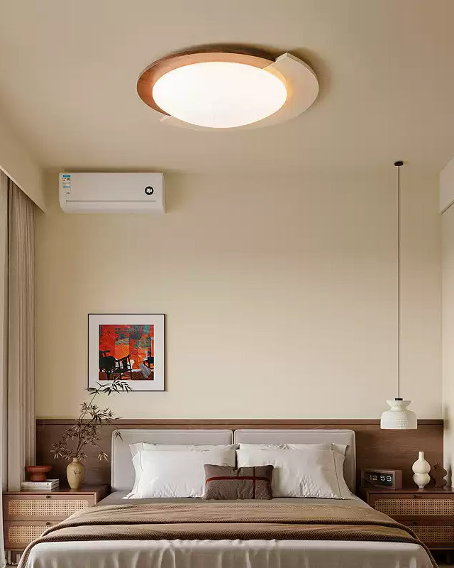 WOMO Walnut/White Round Ceiling Light-WM1204