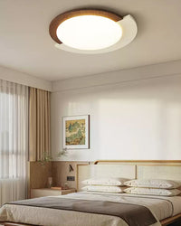 WOMO Walnut/White Round Ceiling Light-WM1204