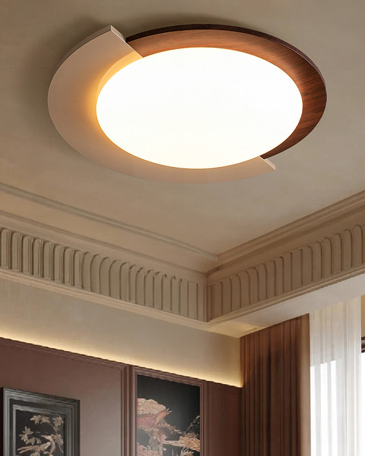 WOMO Walnut/White Round Ceiling Light-WM1204