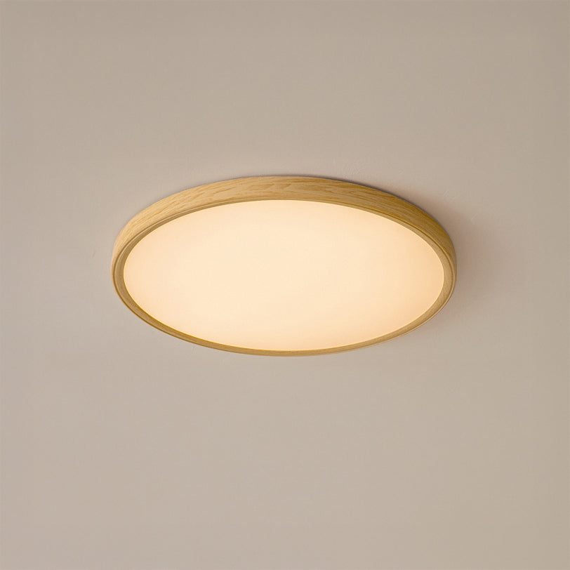WOMO Oak Round Flat Flush Mount Ceiling Light-WM1206