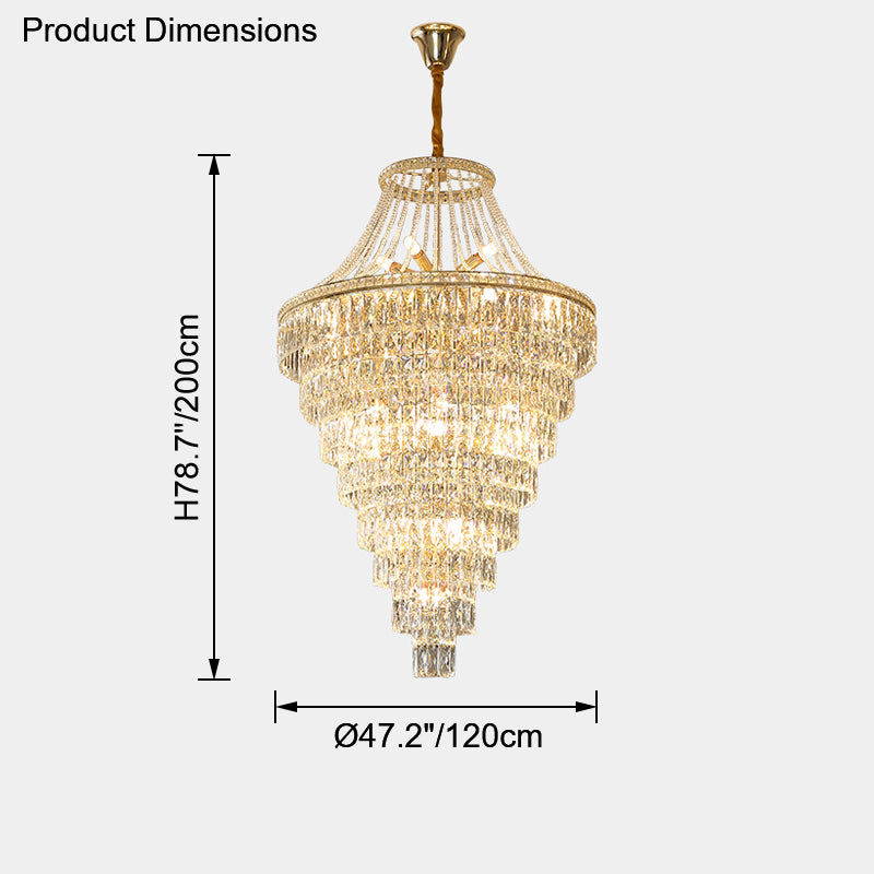 WOMO Oversized Gold Crystal Chandelier-WM2379