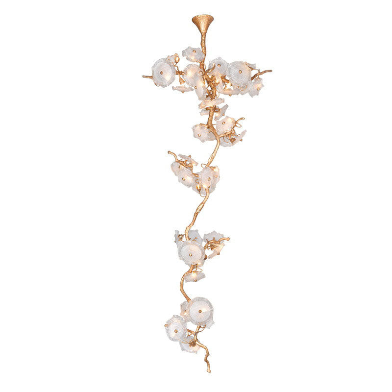 WOMO Lotus‑Leaf Textured Glass Spiral Chandelier-WM3238